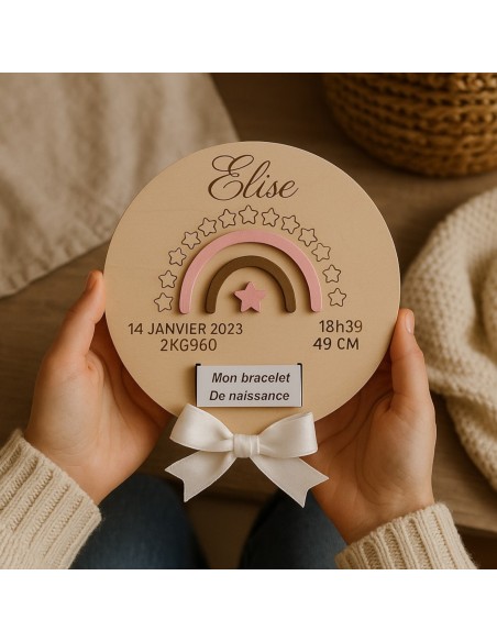 Support Bracelet Naissance Bois Personnalisé | Souvenir Bébé Gravé