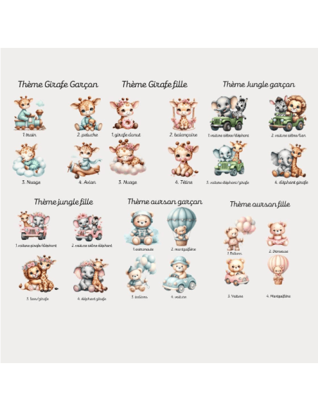 Bougie personnalisée cadeaux invités baptême, mariage, anniversaire avec fleurs séchées thème jungle, girafe ou ourson