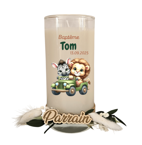Bougie personnalisée cadeaux invités baptême,...