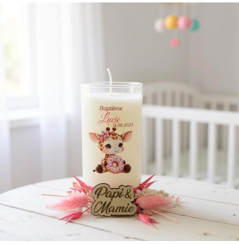 Bougie personnalisée cadeaux invités baptême,...