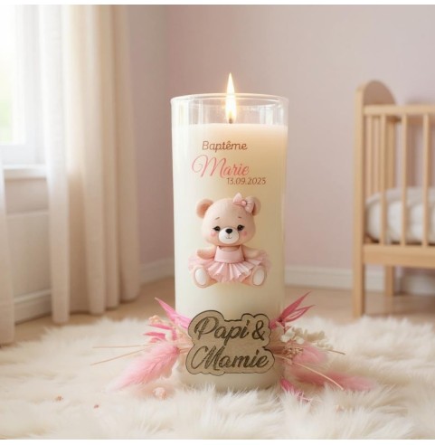 Bougie personnalisée cadeaux invités baptême,...