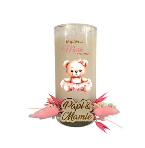 Bougie personnalisée cadeaux invités baptême,...