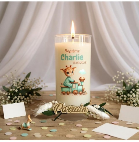 Bougie personnalisée cadeaux invités baptême,...