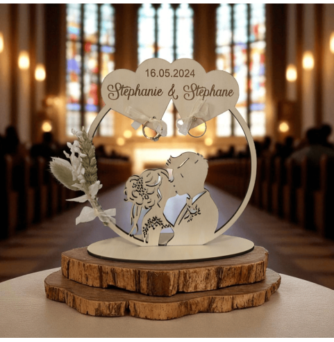 Présentoir Alliances Bois Personnalisé Mariage...