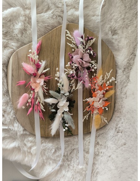 Demande Témoin Mariage Originale - Carte en Bois fleurs et Bracelet floral en Fleurs Séchées