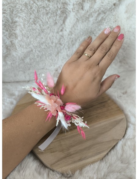 Demande Témoin Mariage Originale - Carte en Bois fleurs et Bracelet floral en Fleurs Séchées