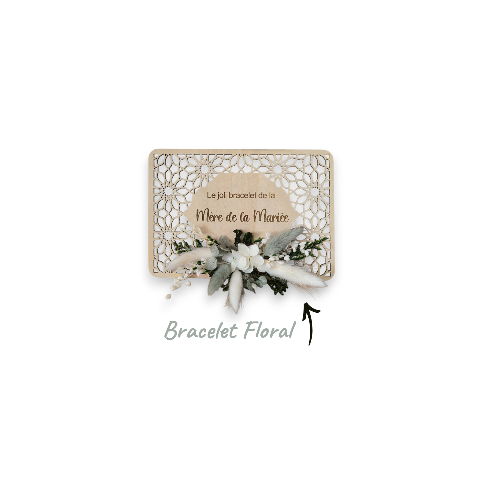 Demande Témoin Mariage Originale - Carte en Bois arabesque et Bracelet floral en Fleurs Séchées