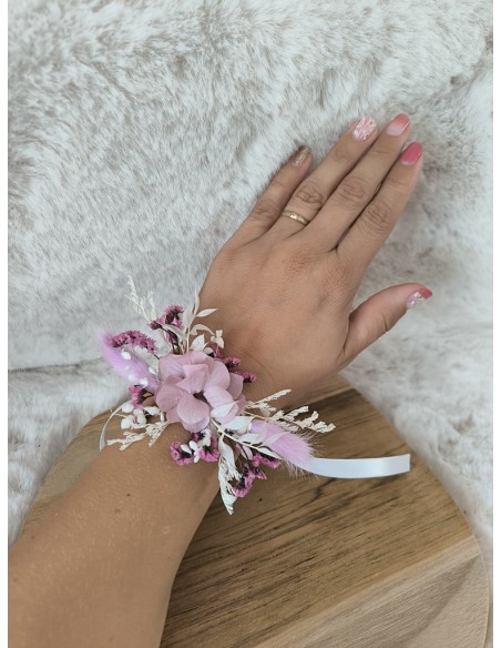 Demande Témoin Mariage Originale - Carte en Bois arabesque et Bracelet floral en Fleurs Séchées