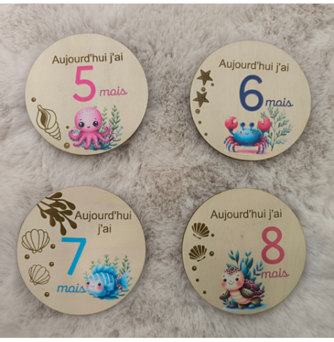 Cartes Étapes Bébé & Naissance - Thème Océan...