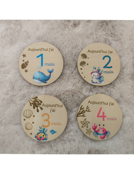 Cartes Étapes Bébé & Naissance - Thème Océan pour Photos Souvenir