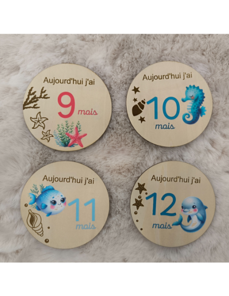 Cartes Étapes Bébé & Naissance - Thème Océan pour Photos Souvenir