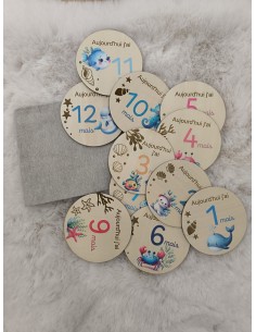 Cartes Étapes Bébé & Naissance - Thème Océan pour Photos...