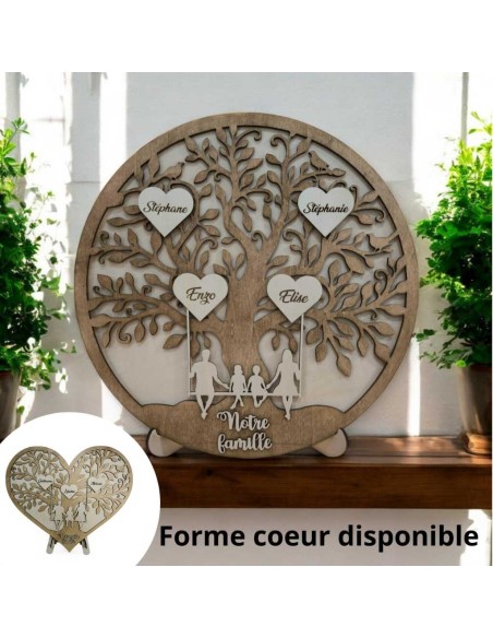 Arbre de vie famille sur balançoire rond