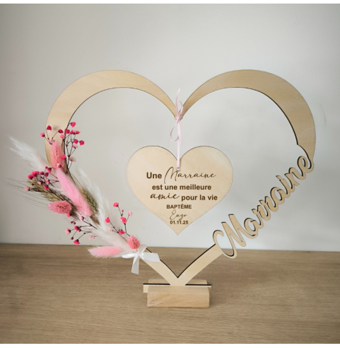 Cadre en Bois Personnalisé Parrain Marraine -...