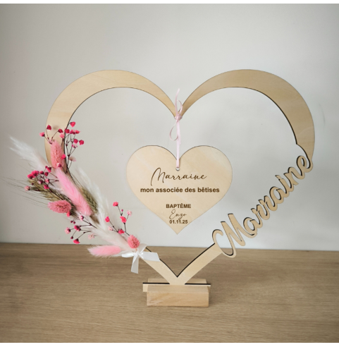 Cadre en Bois Personnalisé Parrain Marraine -...