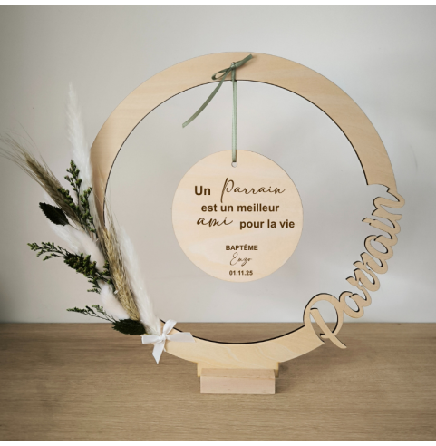 Cadre en Bois Personnalisé Parrain Marraine -...