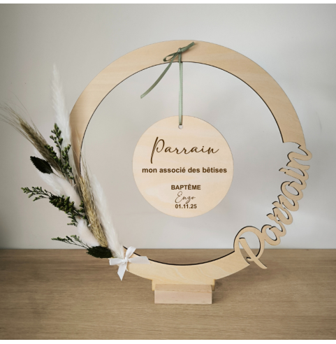 Cadre en Bois Personnalisé Parrain Marraine -...