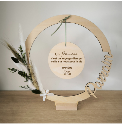 Cadre en Bois Personnalisé Parrain Marraine -...