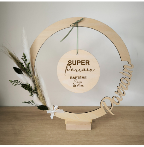 Cadre en Bois Personnalisé Parrain Marraine -...