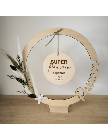 Cadre en Bois Personnalisé Parrain Marraine - Cadeau Baptême Anniversaire