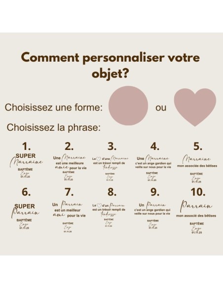 Cadre en Bois Personnalisé Parrain Marraine - Cadeau Baptême Anniversaire