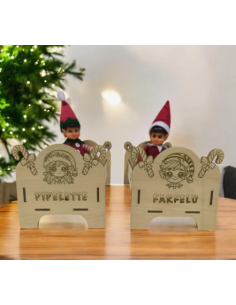 Lit Simple Bois Personnalisé Lutins Farceurs – Gravure Prénom Noël