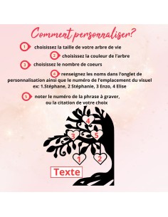Arbre de Vie Cœur Bois Personnalisé Prénoms Famille 2