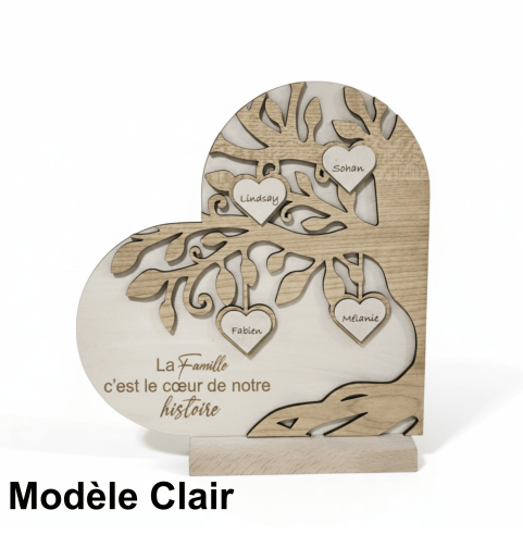 Arbre de Vie Cœur Bois Personnalisé Prénoms...