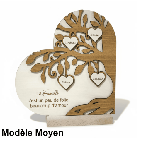 Arbre de Vie Cœur Bois Personnalisé Prénoms...