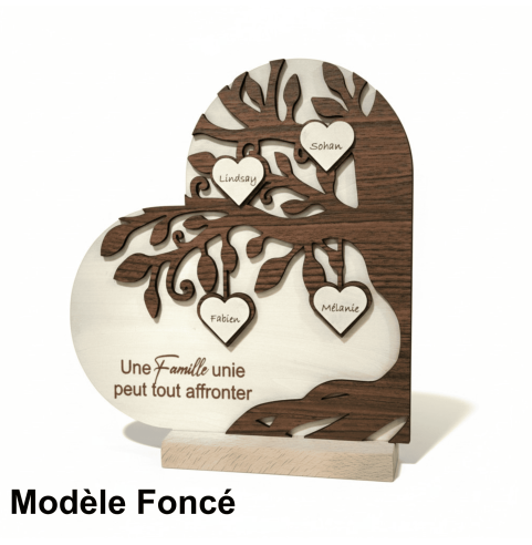 Arbre de Vie Cœur Bois Personnalisé Prénoms...