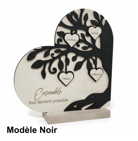 Arbre de Vie Cœur Bois Personnalisé Prénoms...