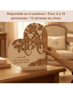 Arbre de Vie Cœur Bois Personnalisé Prénoms Famille