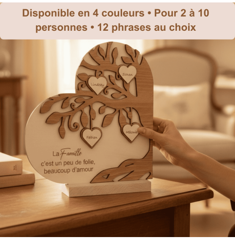 Arbre de Vie Cœur Bois Personnalisé Prénoms...