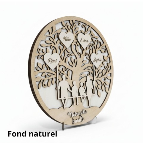 Arbre de vie famille sur balançoire rond