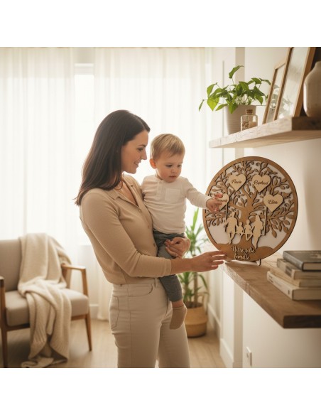 Arbre de vie famille sur balançoire rond