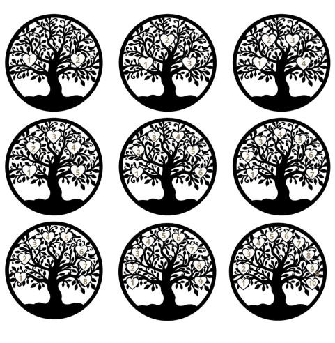 Arbre de vie famille sur balançoire rond