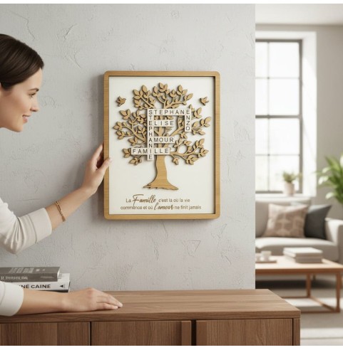 Cadre Arbre de Vie Personnalisé Prénoms Scrabble