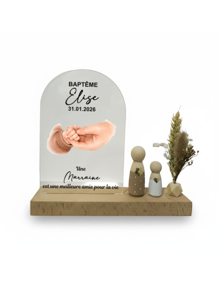 Cadeau Baptême Parrain Marraine Personnalisé motif mains