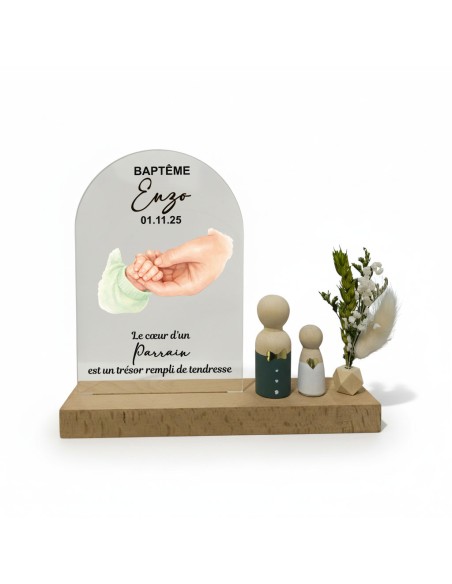 Cadeau Baptême Parrain Marraine Personnalisé motif mains