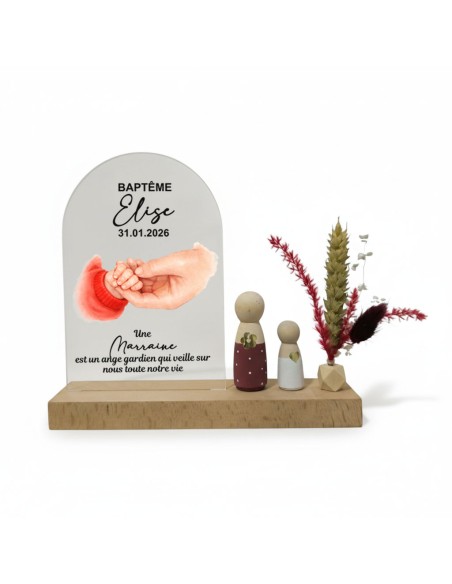 Cadeau Baptême Parrain Marraine Personnalisé motif mains