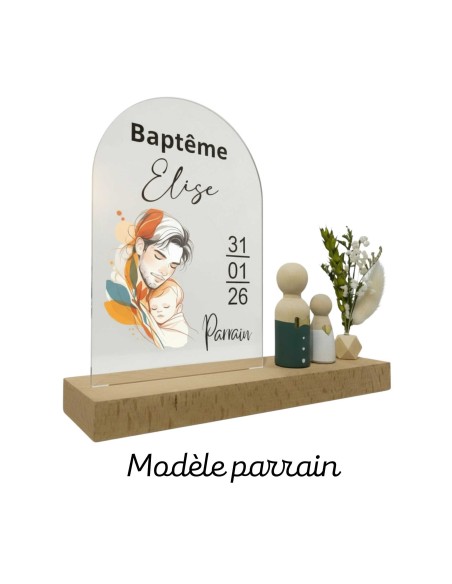 Cadeau de Baptême Personnalisé Parrain Marraine Grand-parents motif famille