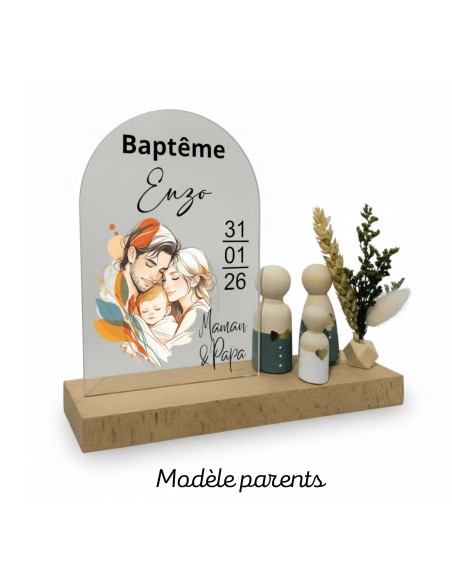 Cadeau de Baptême Personnalisé Parrain Marraine Grand-parents motif famille