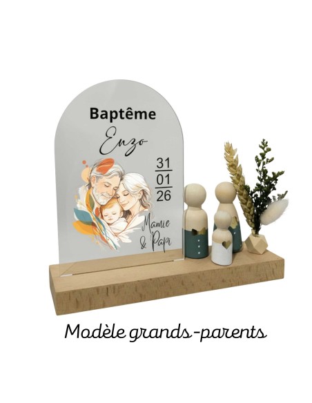 Cadeau de Baptême Personnalisé Parrain Marraine Grand-parents motif famille