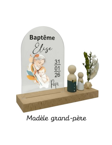 Cadeau de Baptême Personnalisé Parrain Marraine Grand-parents motif famille