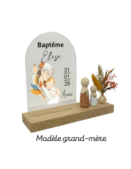 Cadeau de Baptême Personnalisé Parrain Marraine Grand-parents motif famille