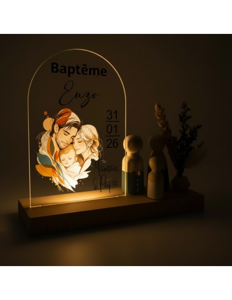 Cadeau de Baptême Personnalisé Parrain Marraine Grand-parents motif famille
