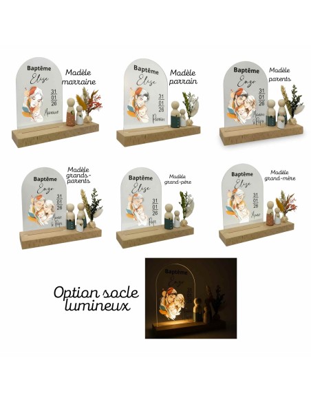 Cadeau de Baptême Personnalisé Parrain Marraine Grand-parents motif famille