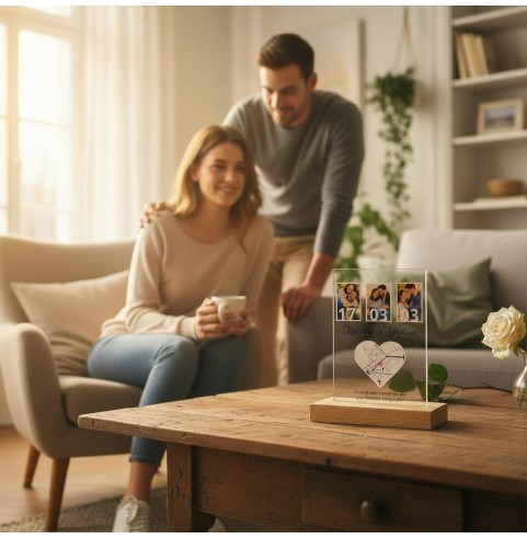 Cadre photo couple personnalisé avec date et...