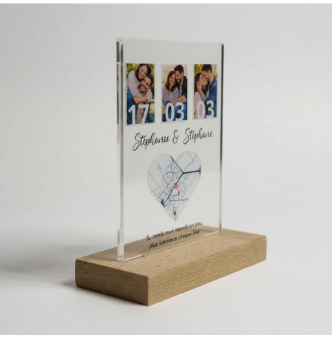 Cadre photo couple personnalisé avec date et...