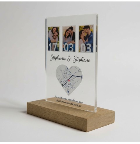 Cadre photo couple personnalisé avec date et...